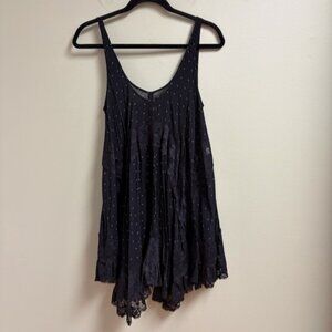 Intimately Free People Voile Trapeze Black Lace Sheer‎ Dress Size XS Whimsigoth